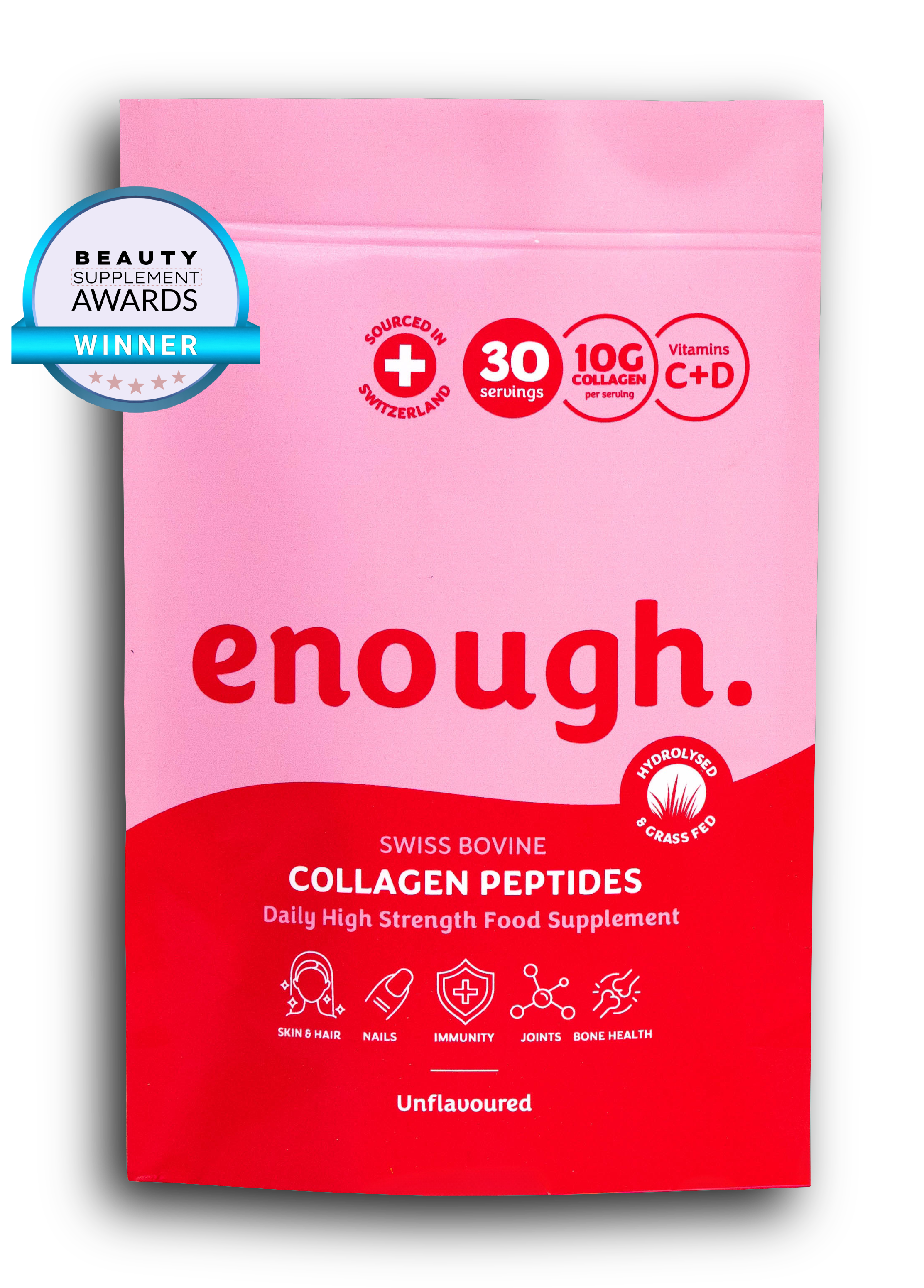 Beauty Supplement Award Winner Enough Wellness. Pack of 30 daily servings, unflavoured.
