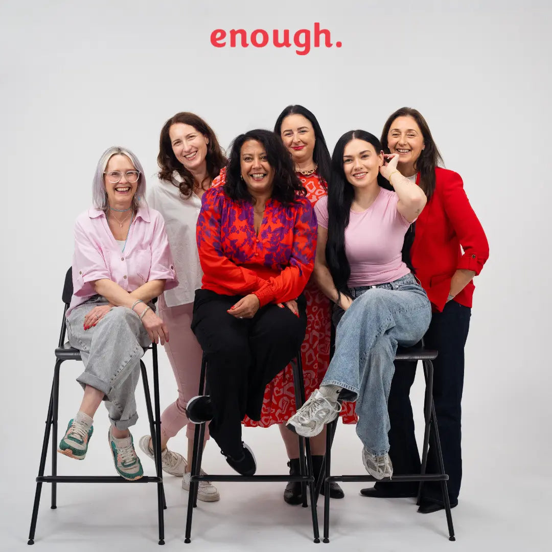 A picture of the enough female founders smiling and looking happy together