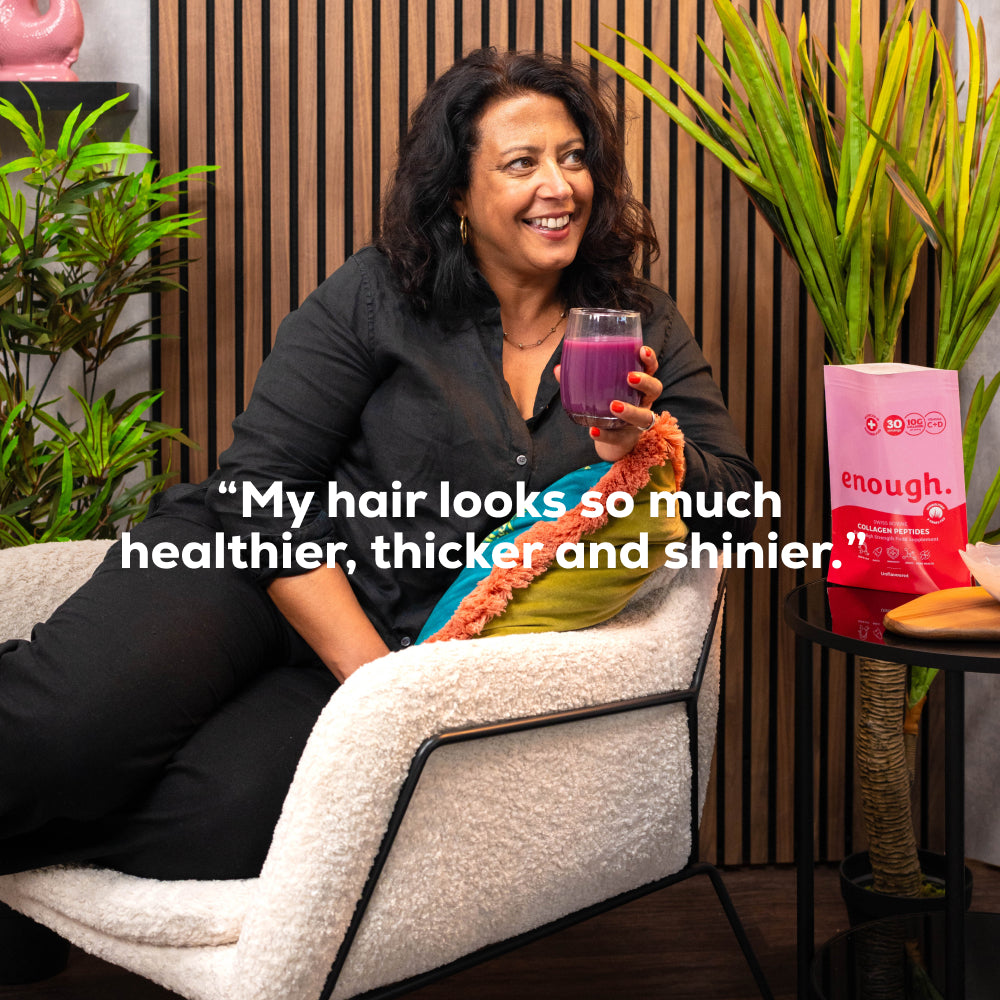 Collagen from Enough Wellness being enjoyed in a morning smoothie.