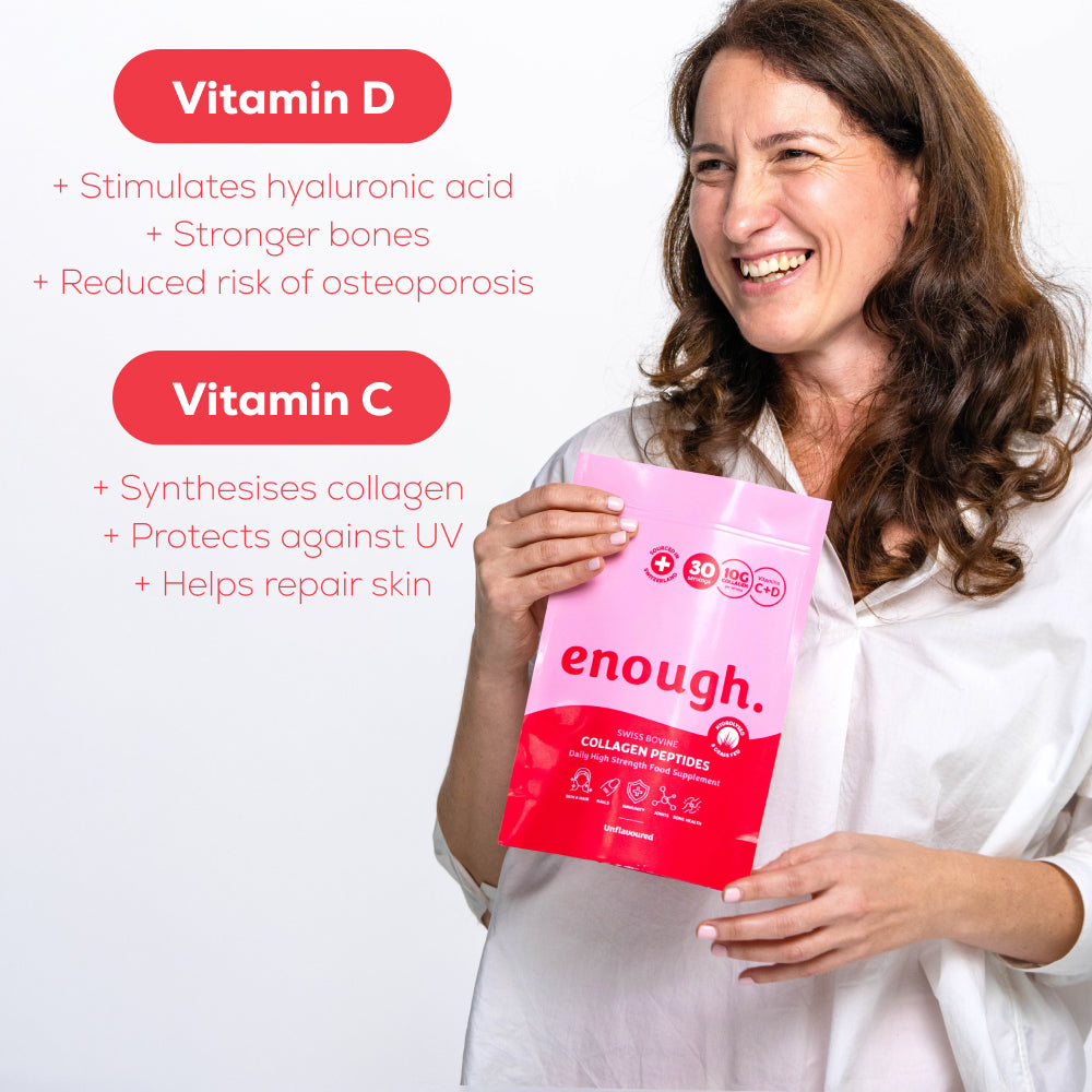 collagen powder with list of benefits of vitamin C + D
