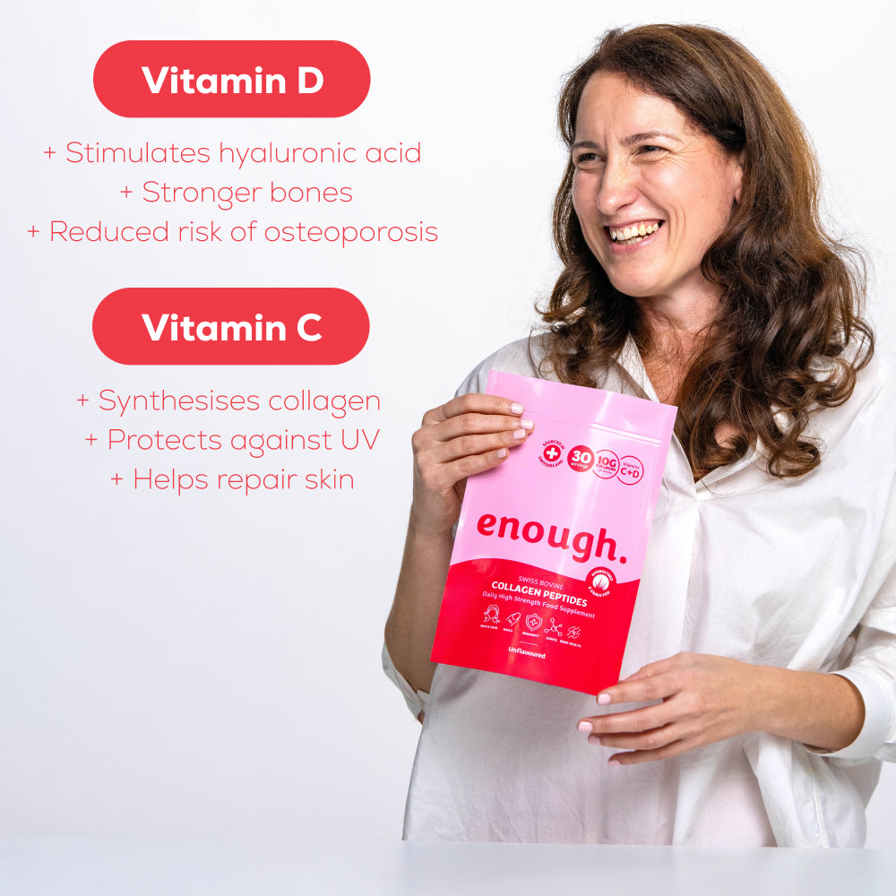 collagen powder with list of benefits of vitamin C + D