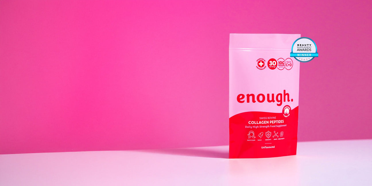 Premium Swiss Bovine Collagen Supplement, 30 servings packet, unflavoured collagen peptides.